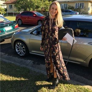 SHAKUHACHI dress black floral XS